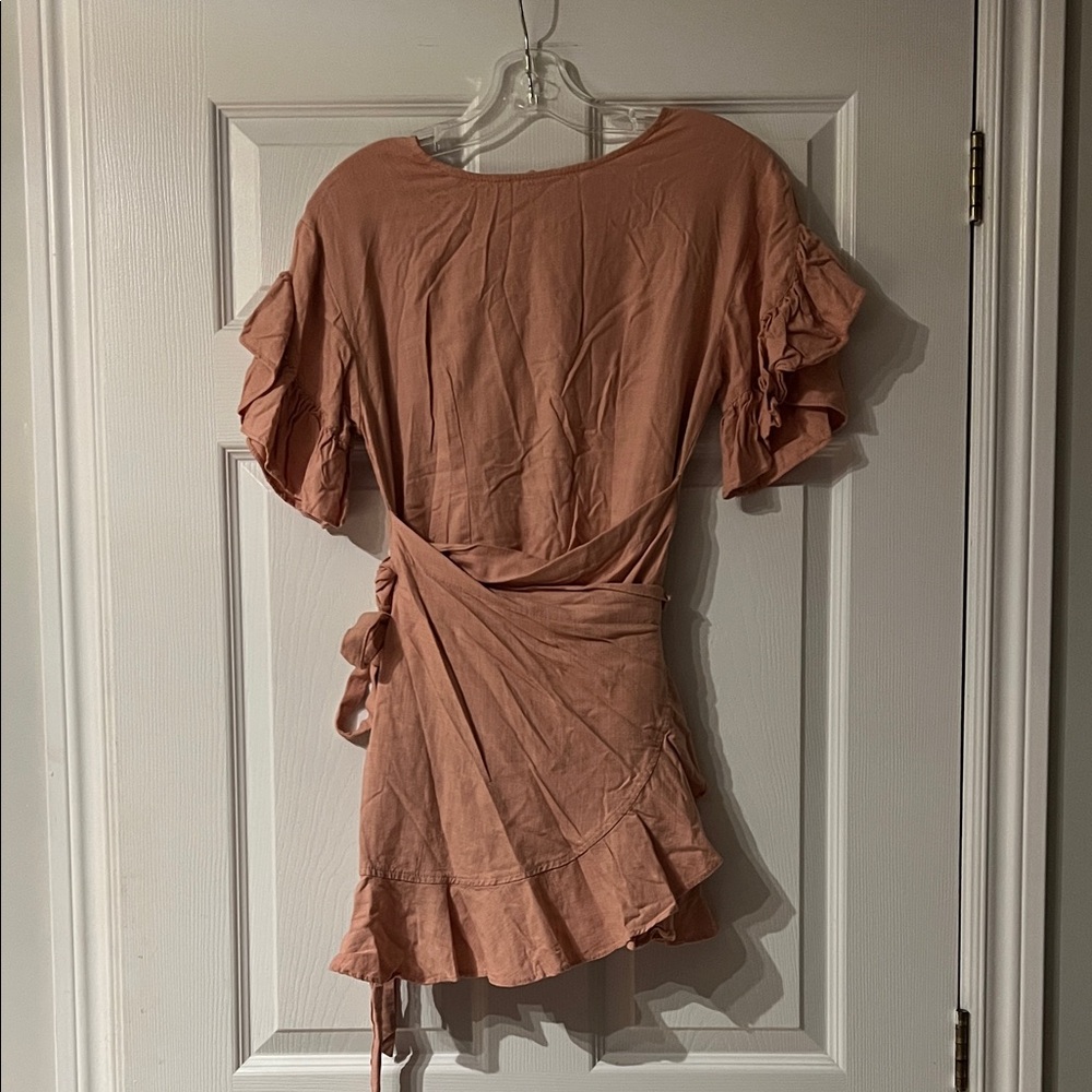 Delilah Wear Ruffle Sleeve Mini wrap Dress